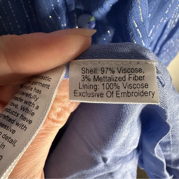 HEMANT & NANDITA Metallic Stripe Floral Minidress SZ M - Picture 7 of 7